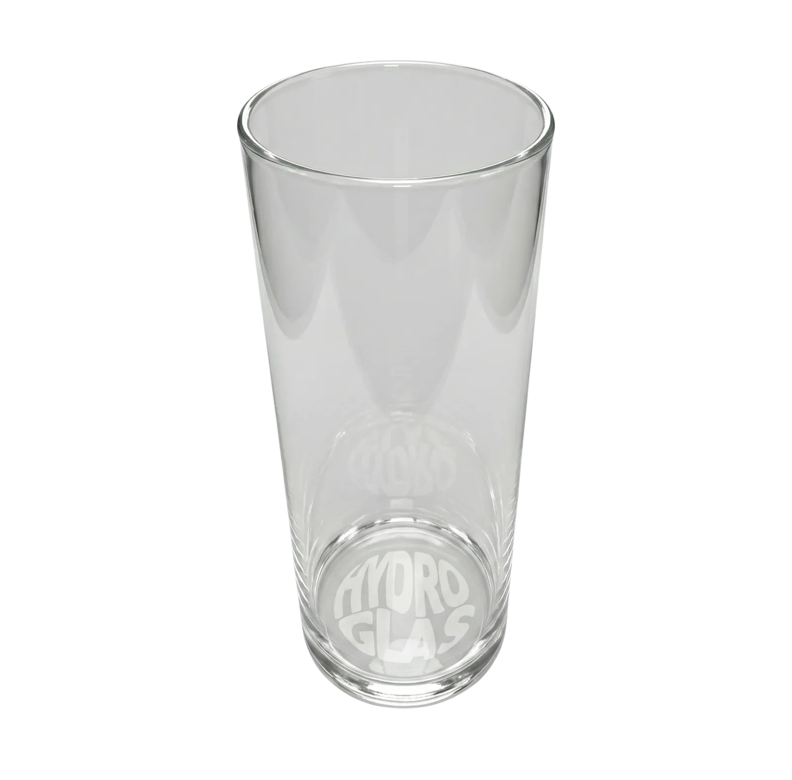 HydroGlas 1-Liter-Trinkglas ohne Deckel aus Borosilikatglas, mit Wasser gefüllt